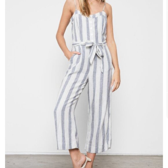 Rails Jumpsuit Womens Size XS Harper Laguna Stripe Linen Wide Leg Contemporary - Picture 1 of 11